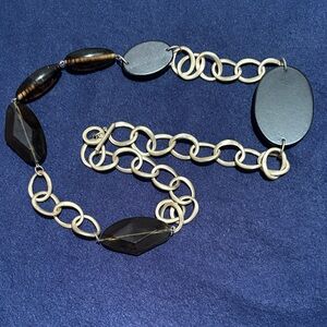 Dark brown Oval & Link Chain Necklace - Women Jewelry